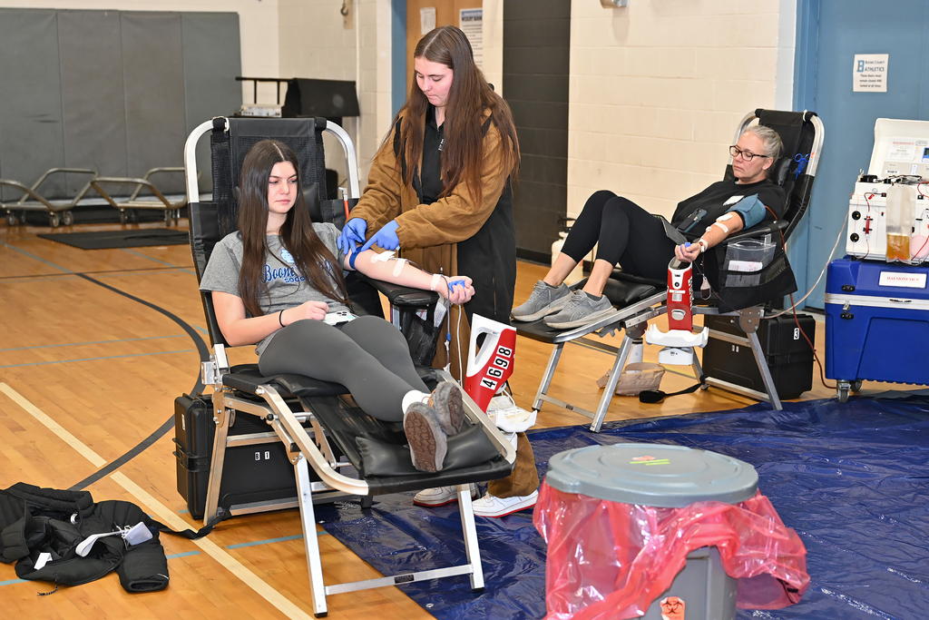 people at a blood drive