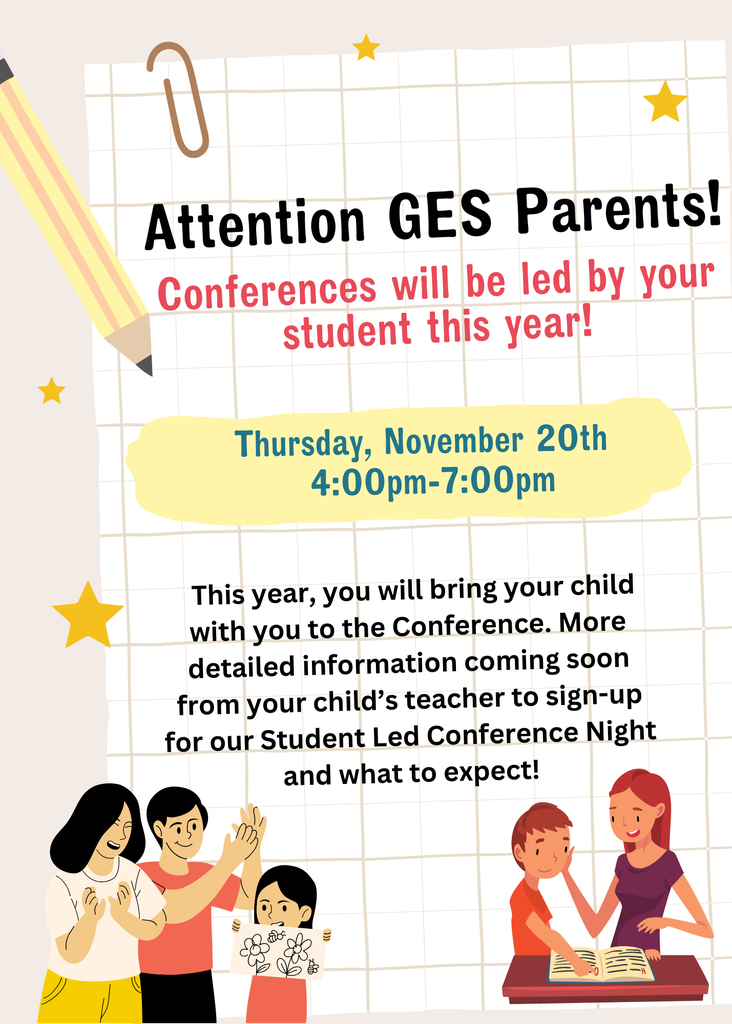 Info about student-led conferences on 11/20 from 4-7pm. Sign up needed.