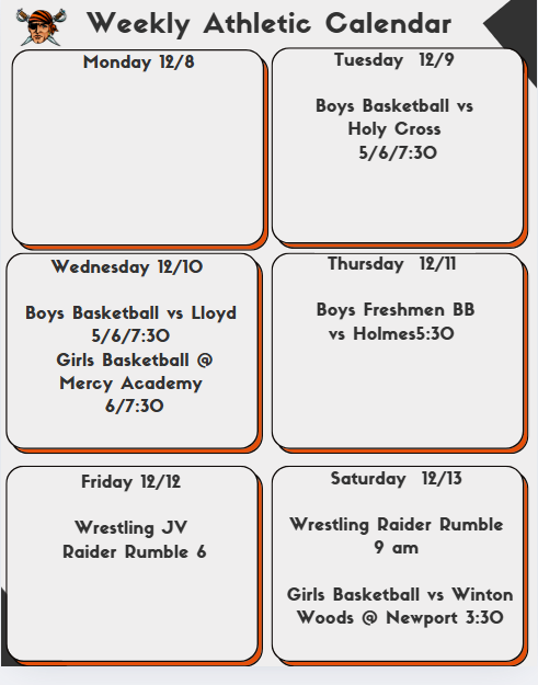 Athletic Calendar 12/8/25