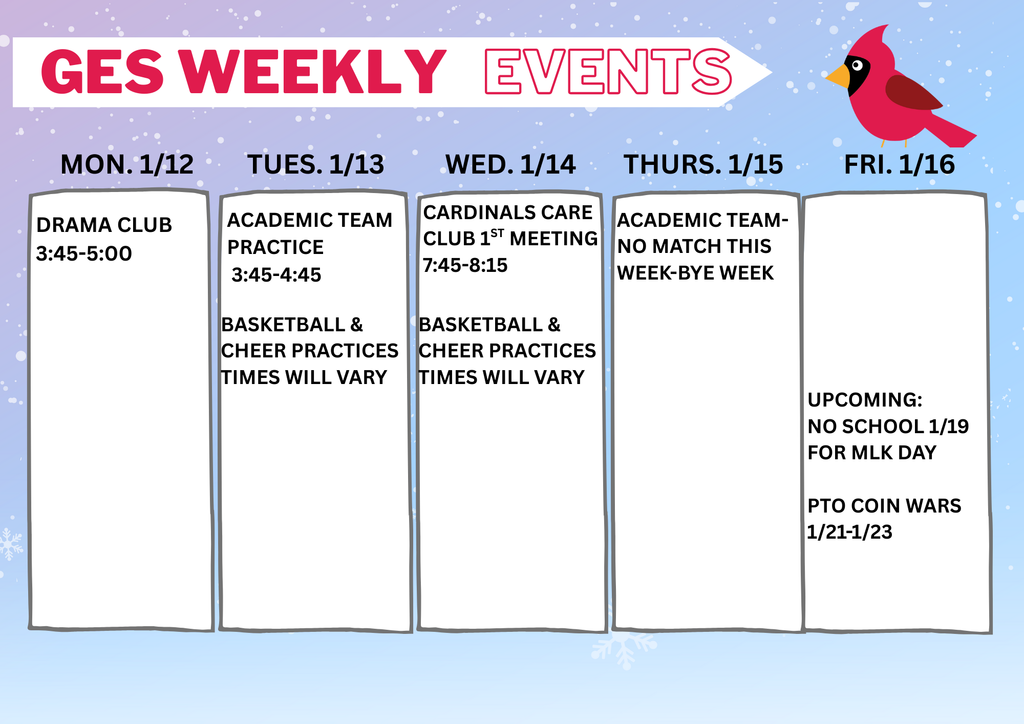 weekly events at GES