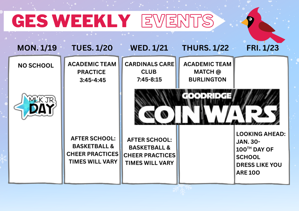 weekly events at GES
