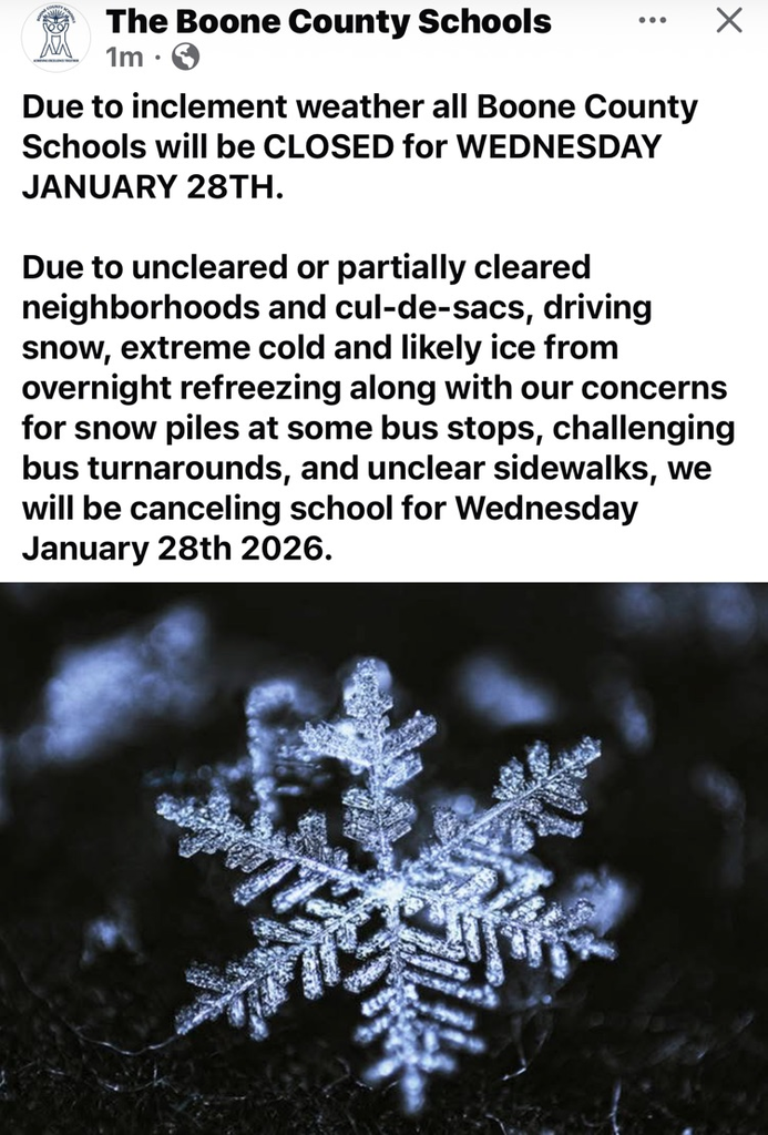 1/28 Boone Schools Closed
