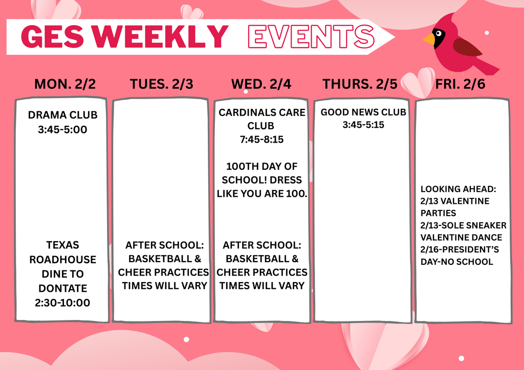 weekly events at GES