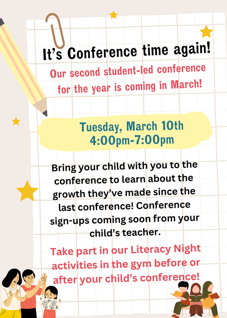 Info about student-led conferences on 11/20 from 4-7pm. Sign up needed.