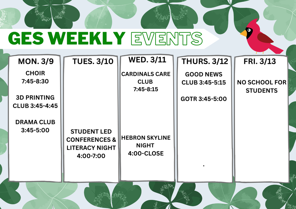 weekly events at GES