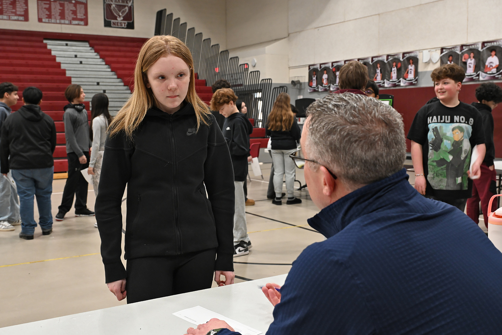 student with principal