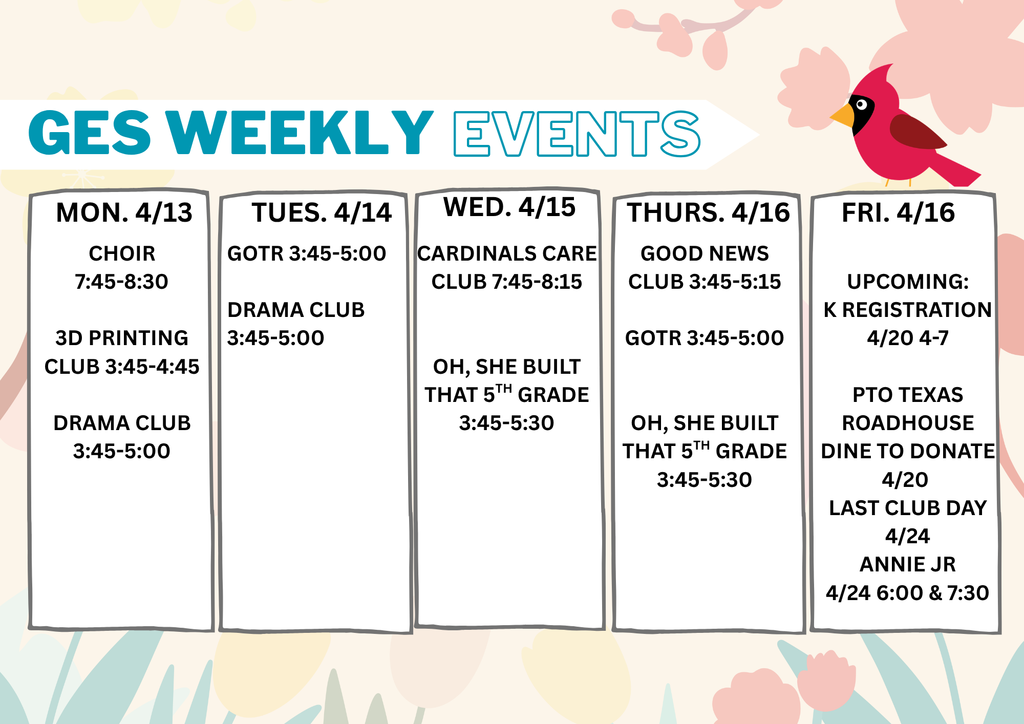 weekly events at GES