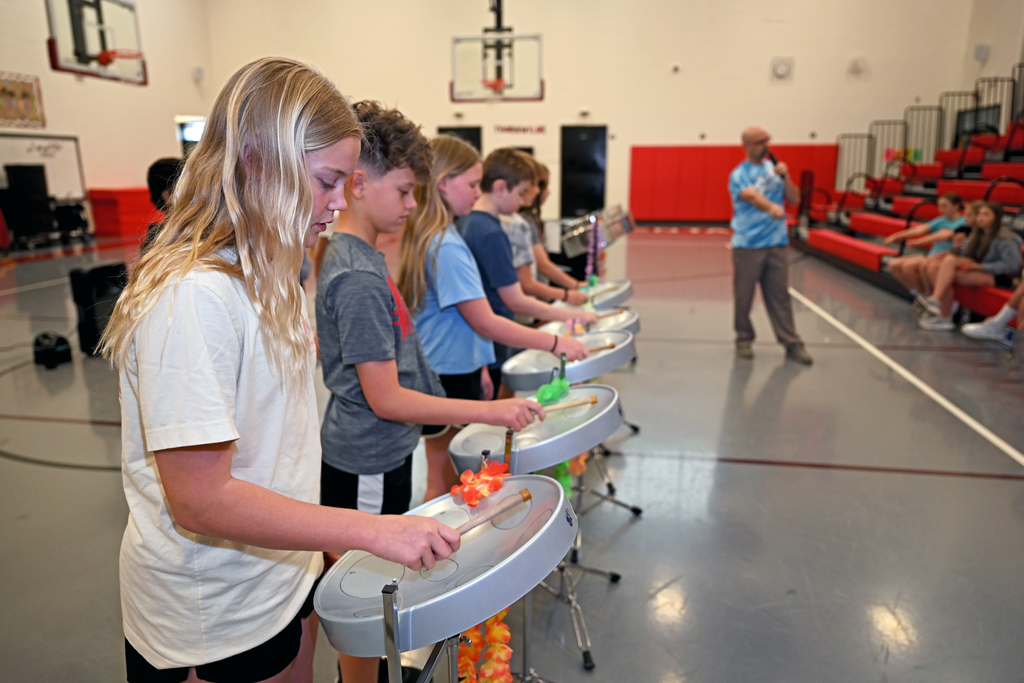 students playing steel drums