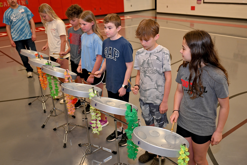 students playing steel drums