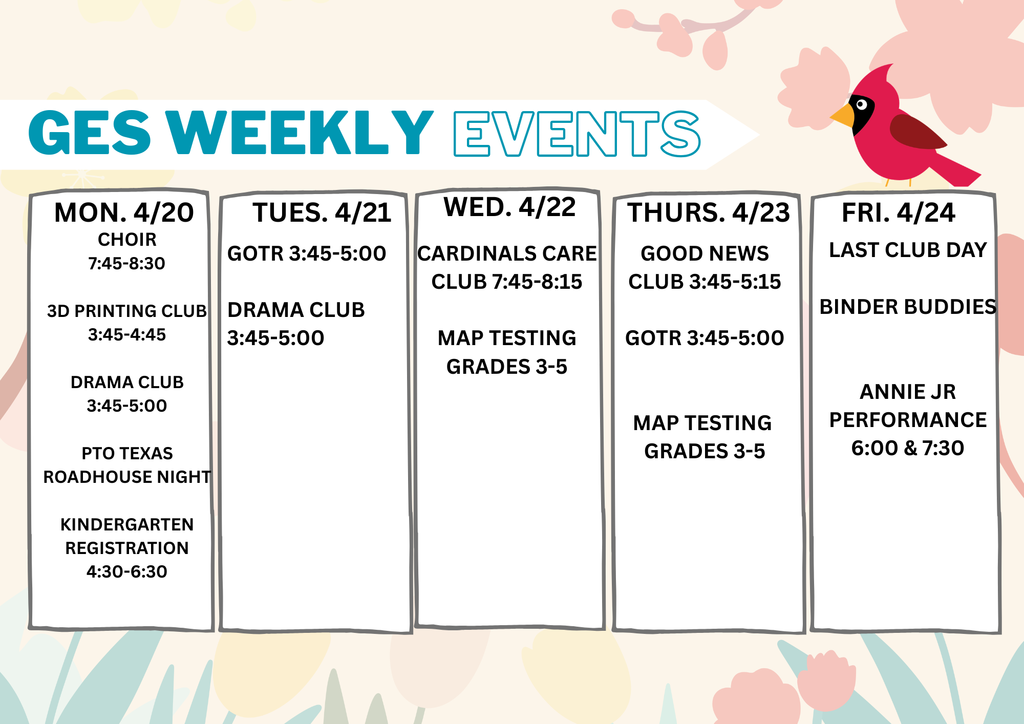 weekly events at GES