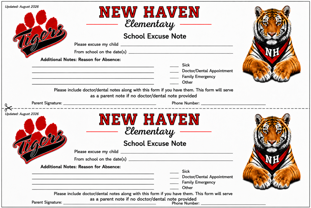 NH School Absence Note