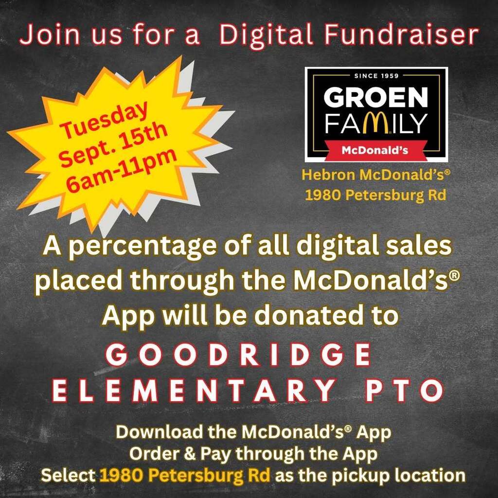 Dine to dontate Hebron McDonald's 9/15-use the app