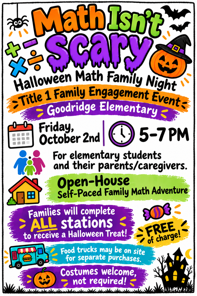 Math Isn't Scary Event 10/2  5-7pm