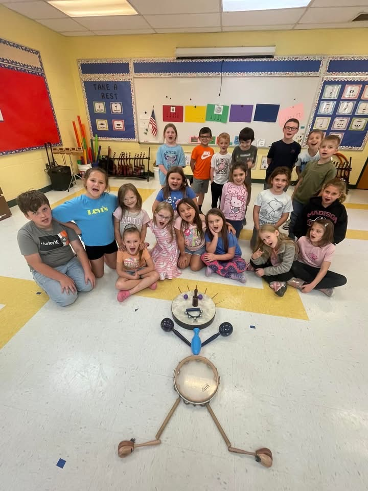 students in music class