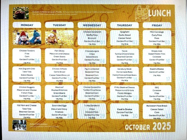 October Lunch Menu