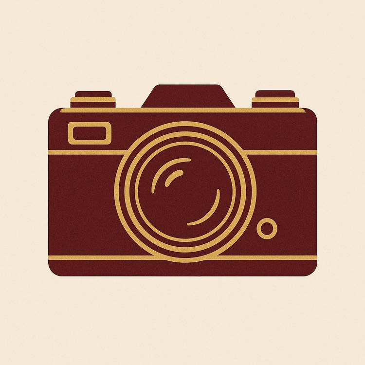 Maroon and gold camera 