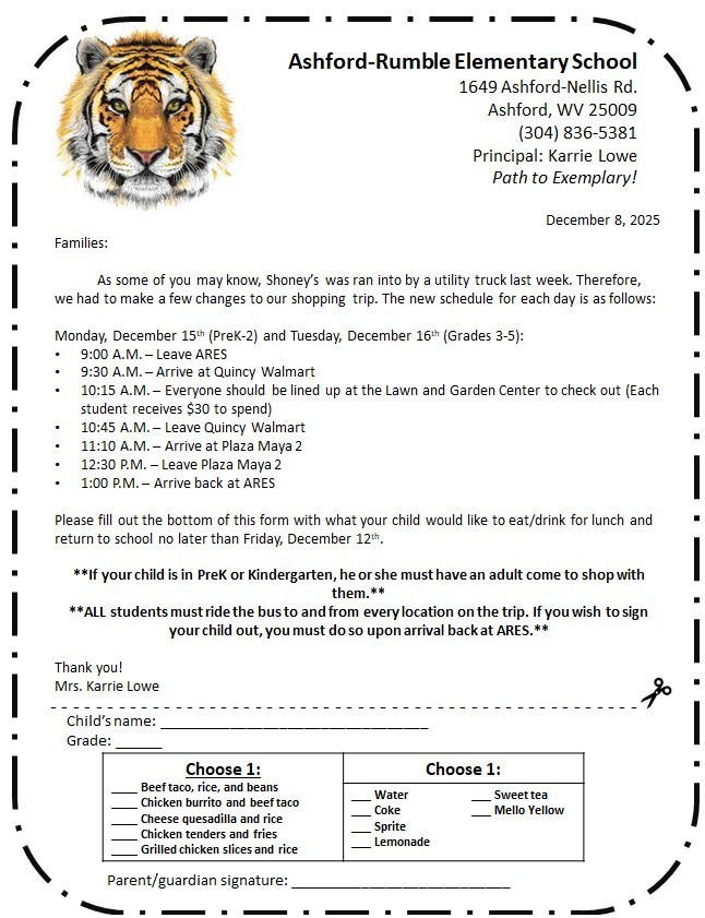 Shopping Trip meal order