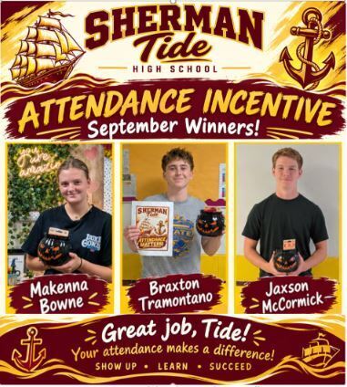 Graphic featuring September 2026 attendance incentive winners 