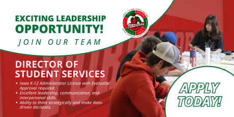 Graphic shows that Boone CSD is hiring for Director of Student Services