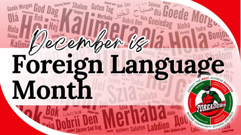 Graphic shows that December is Foreign Language Month