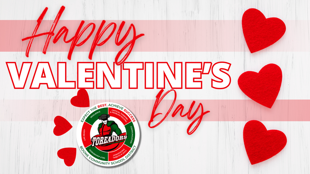 Graphic shows that today is Valentine's Day