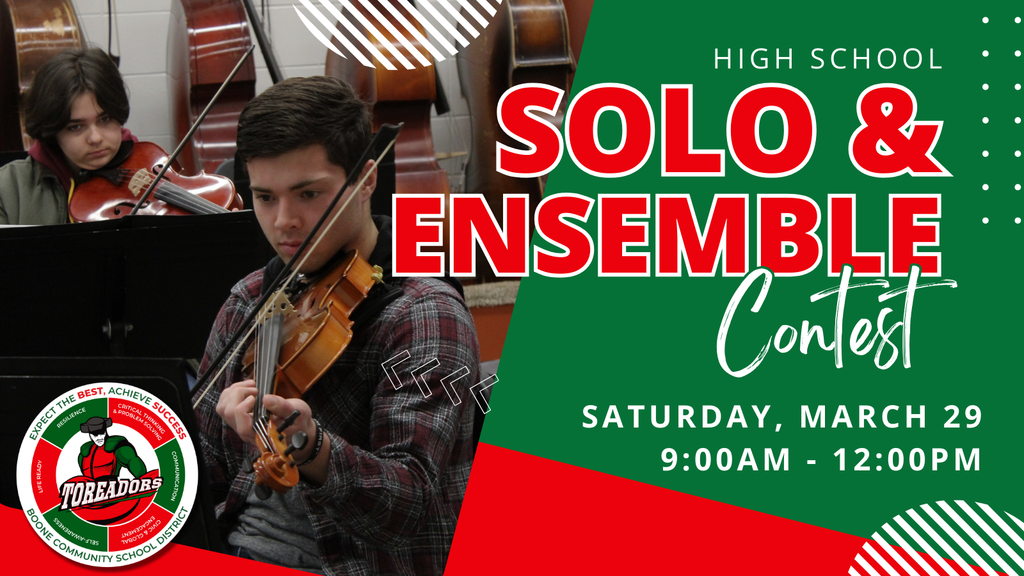 Graphic shows a solo and ensemble contest on Saturday at 9 am.