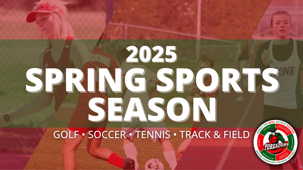 Graphic shows that the spring sports season is underway.