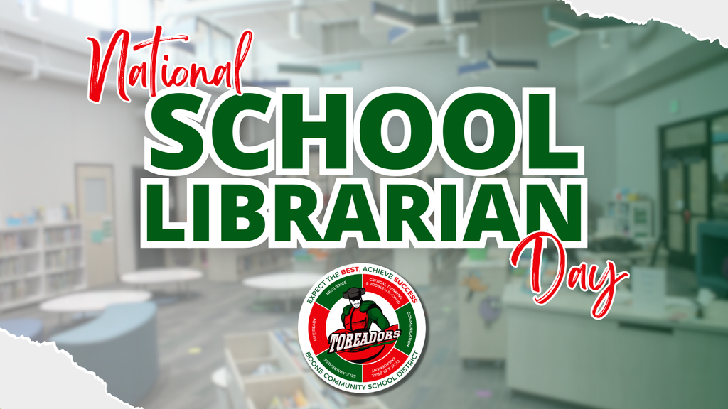 Graphic shows that today is National School Librarian Day