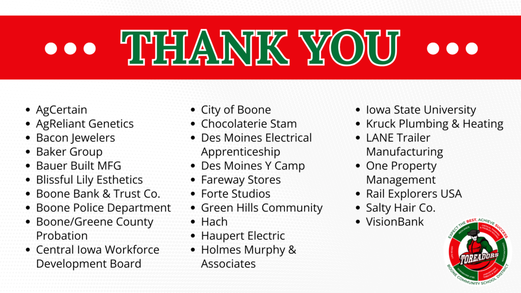 Graphic thanks businesses who participated in mock student interviews