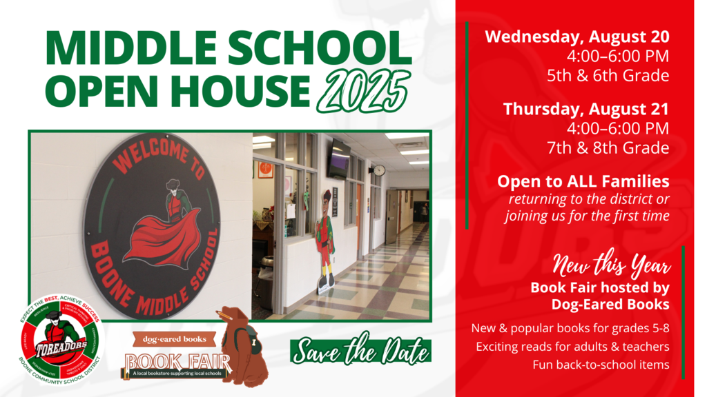 Middle school open house 2025, save the date