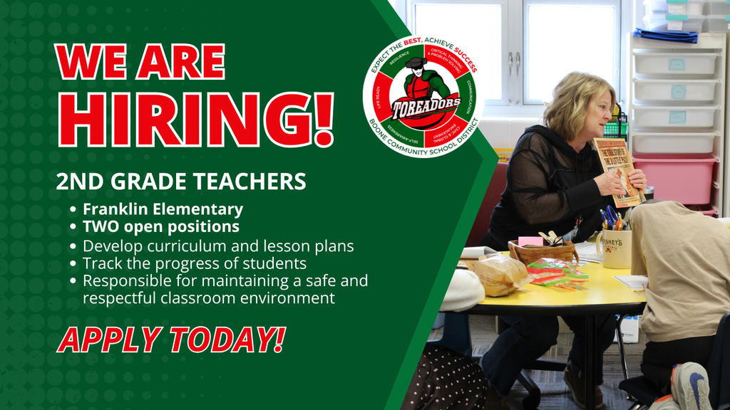 We are hiring! Second grade teachers. Apply today!