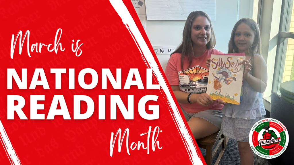 Young girl and woman reading 'Silly Sally' together during National Reading Month in March.