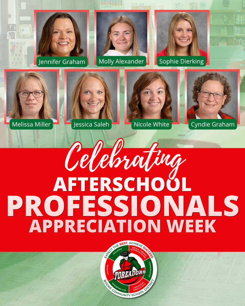 Portraits of seven women recognized for Afterschool Professionals Appreciation Week with their names displayed above a celebratory banner.