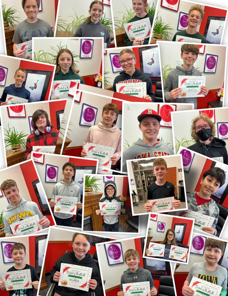 A collage of students holding certificates of achievement in a classroom decorated with framed artwork and plants.
