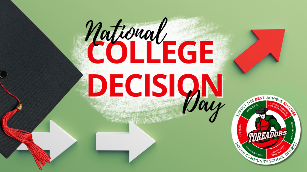 Graphic shows that it's National College Decision Day