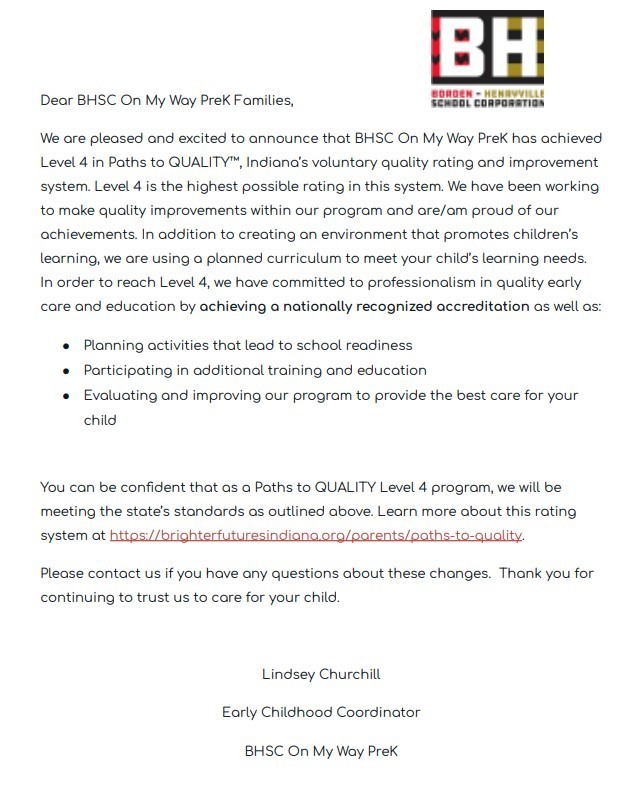 OMWPK Family Notification Letter