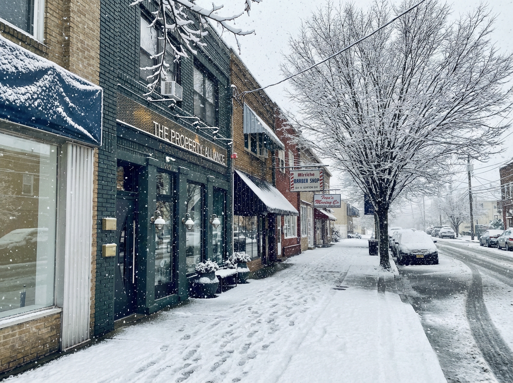 Snowy downtown