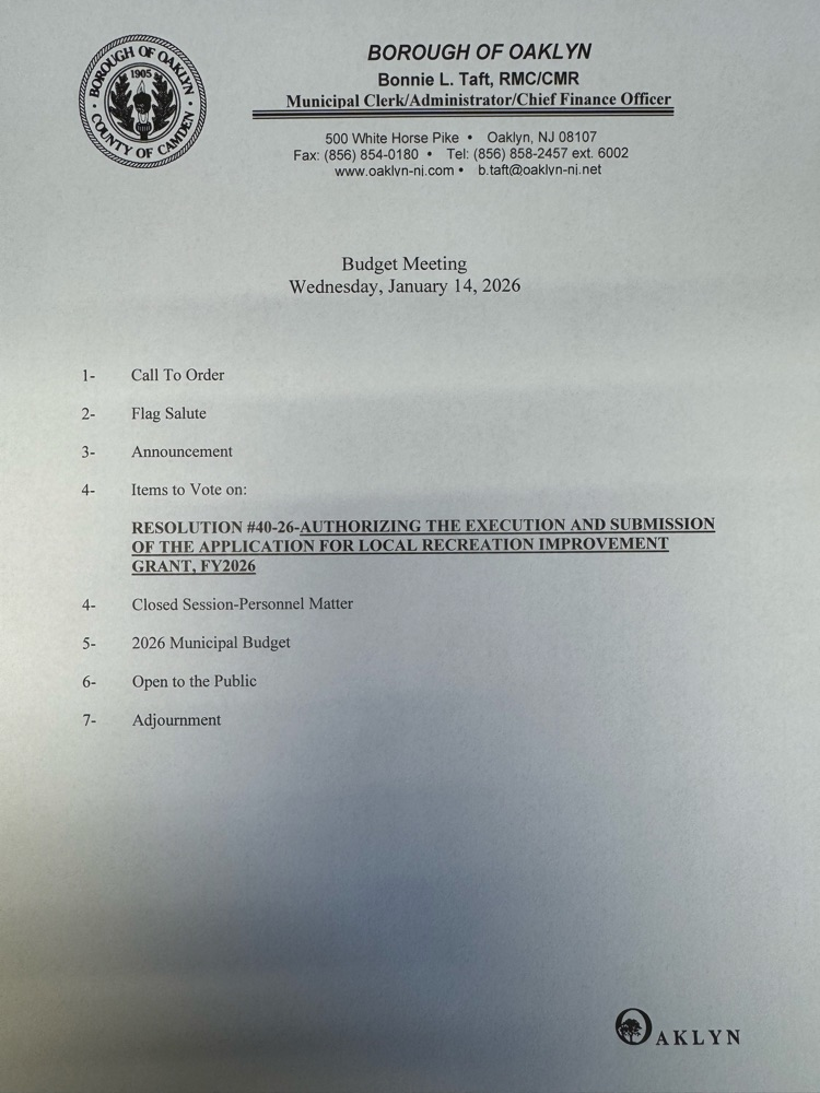 Budget Meeting Agenda
