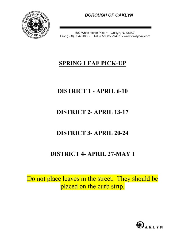 SPRING LEAF PICK UP 2026