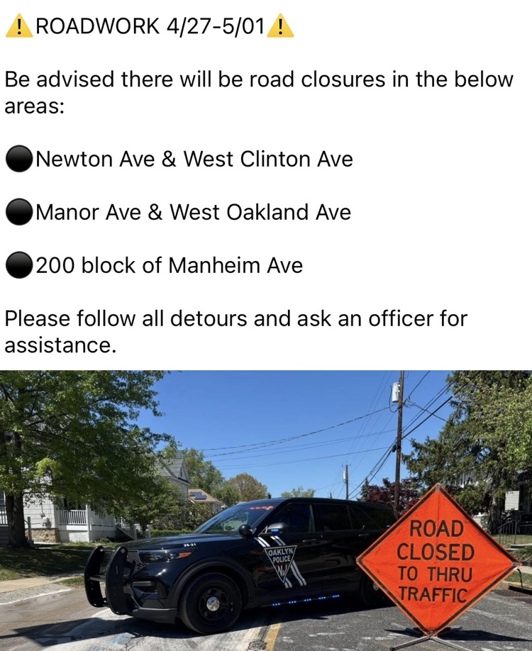 Roadwork for the week of 4/27