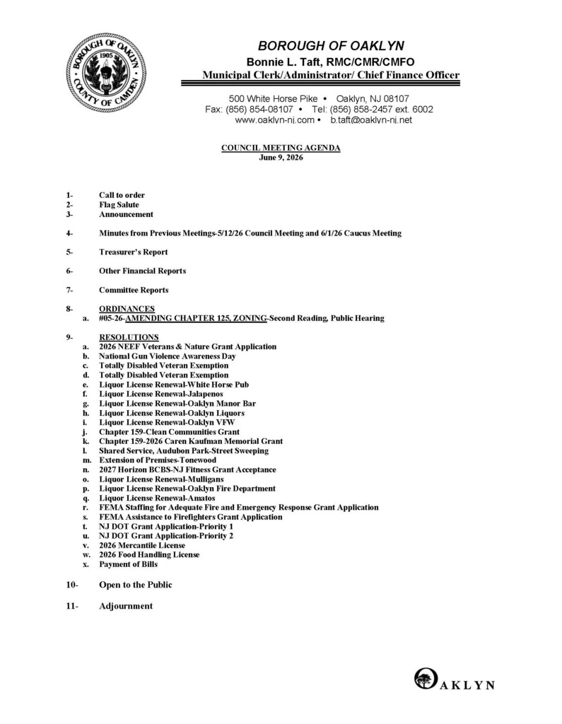 June 2026 Council Meeting Agenda