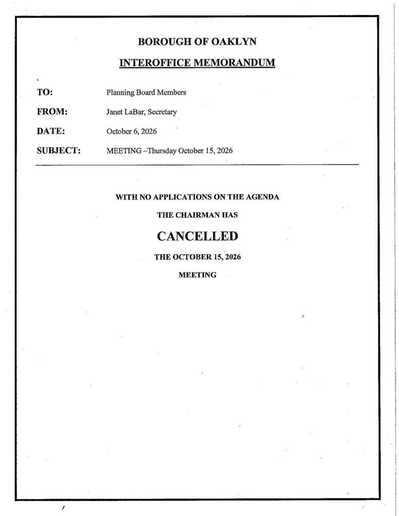 October 2026 Planning Board