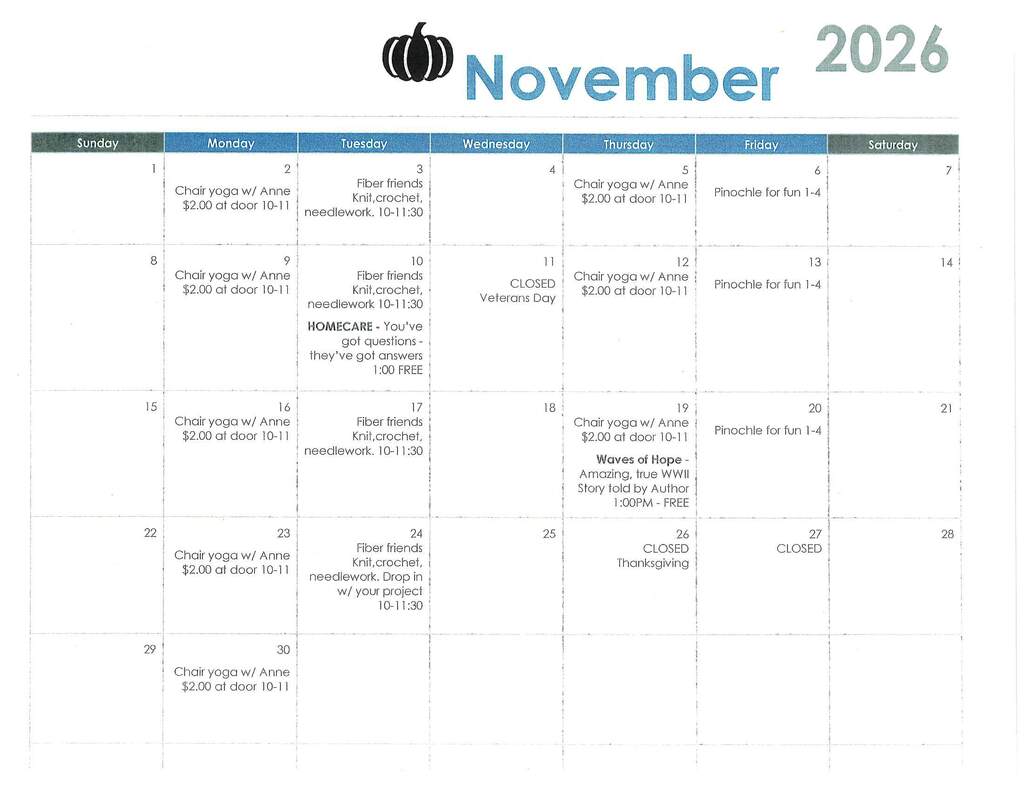 November Senior Center Events