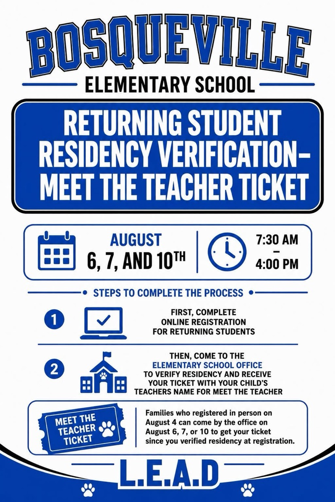 Residency verification Bosqueville Elementary 
