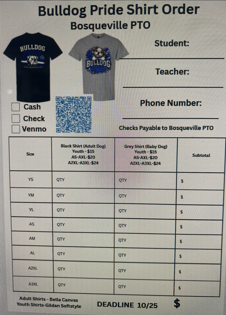 Bulldog Pride Shirt Order