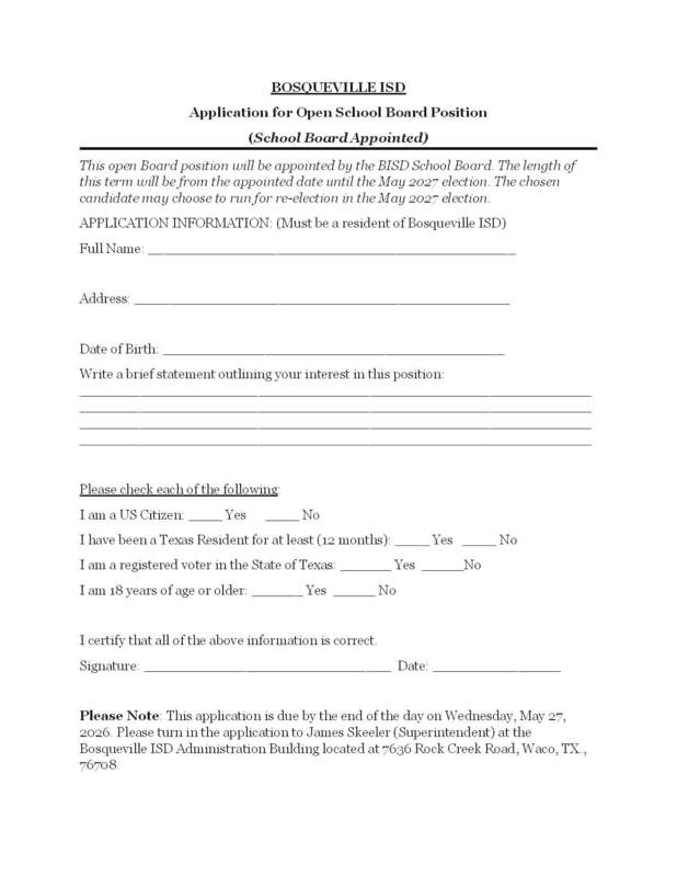 BISD application for school board