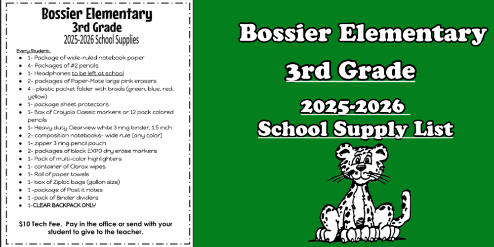 3rd Grade School Supply List