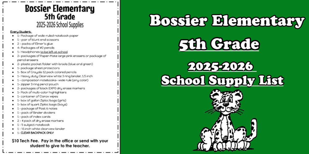 5th Grade Supply List