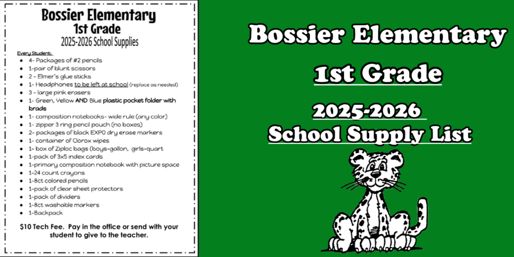 1st Grade School Supply List