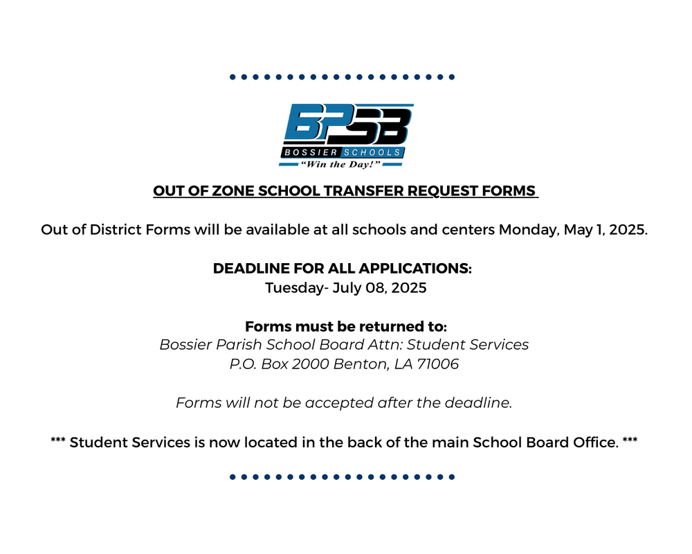 OUt of School Transfer Forms available May 1